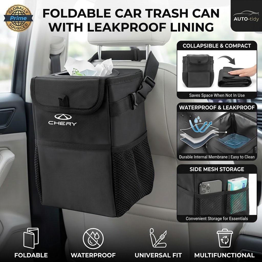 Waterproof Car Trash Can With Lid - Lixeira para carro, dobrável, portátil, com