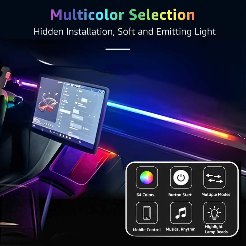 78 polegadas 200 centímetros 1 - Led Ambient Interior Car Lights App Control avaliação e preço