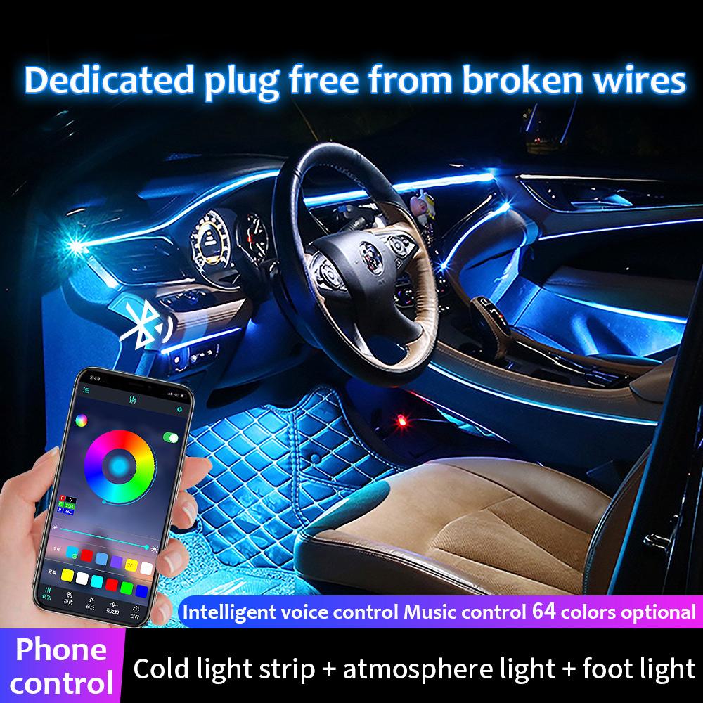 Luz ambiente interior do carro - Led Ambient Interior Car Lights App Control avaliação e preço