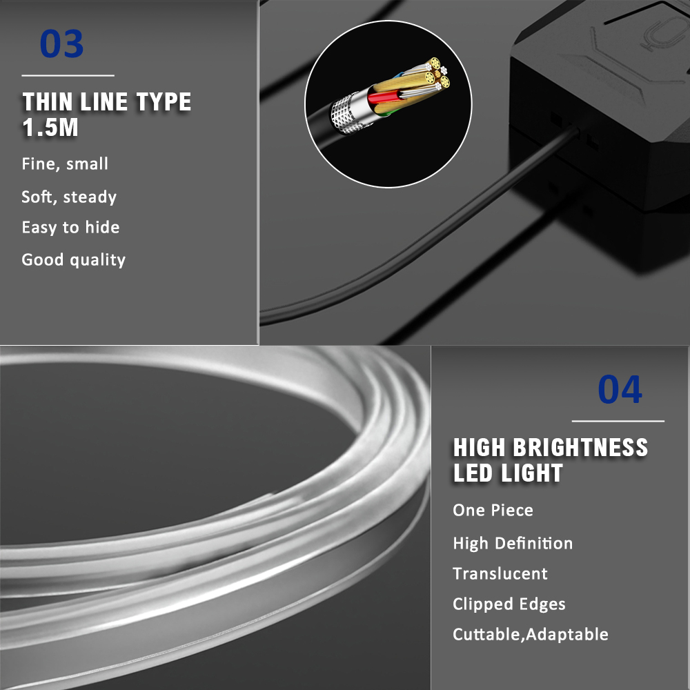 1 em 3 Fita de Luz LED RGB Amb - Led Ambient Interior Car Lights App Control avaliação e preço