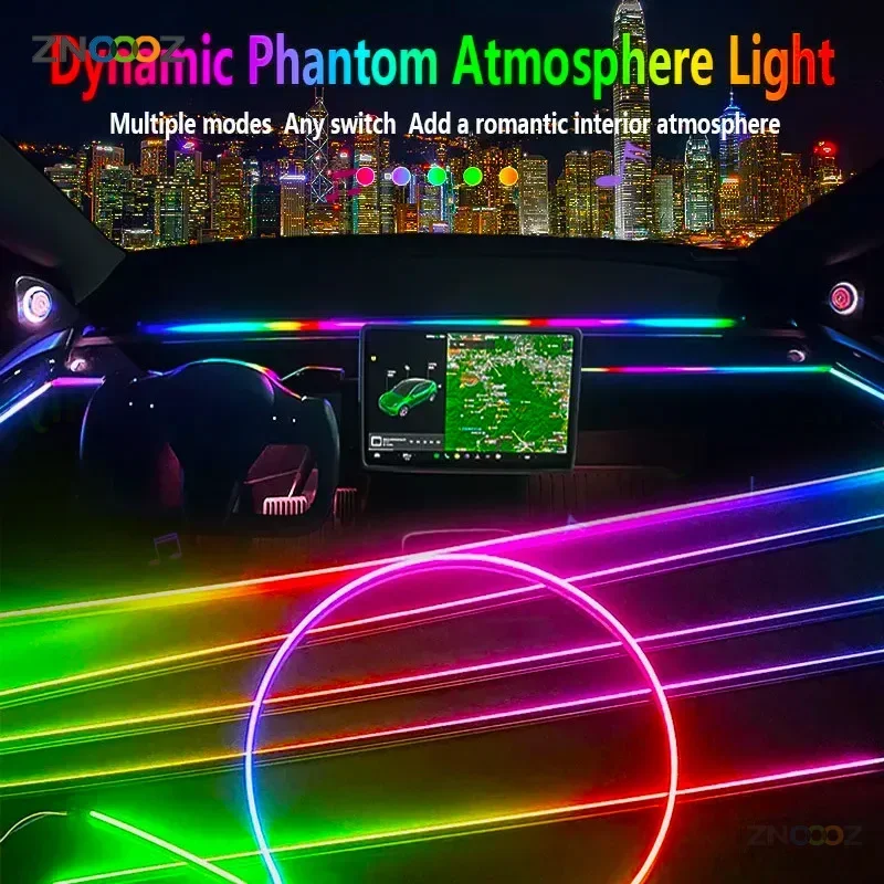 18 em 1 neon interior do carro - Led Ambient Interior Car Lights App Control avaliação e preço