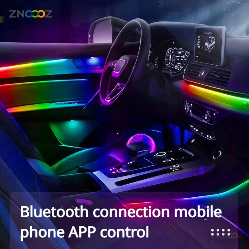 18 em 1 neon interior do carro - Led Ambient Interior Car Lights App Control avaliação e preço
