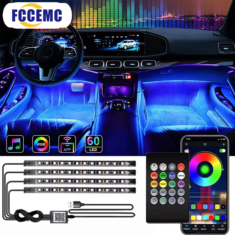 Rgb backlight remoto app contr - Led Ambient Interior Car Lights App Control avaliação e preço