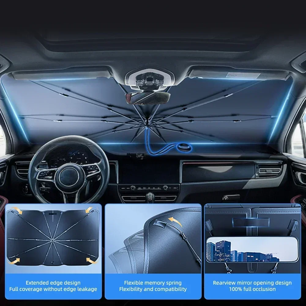 1 unidade de guarda-sol dobráv - Car Sunshade Windshield Umbrella Foldable avaliação e preço